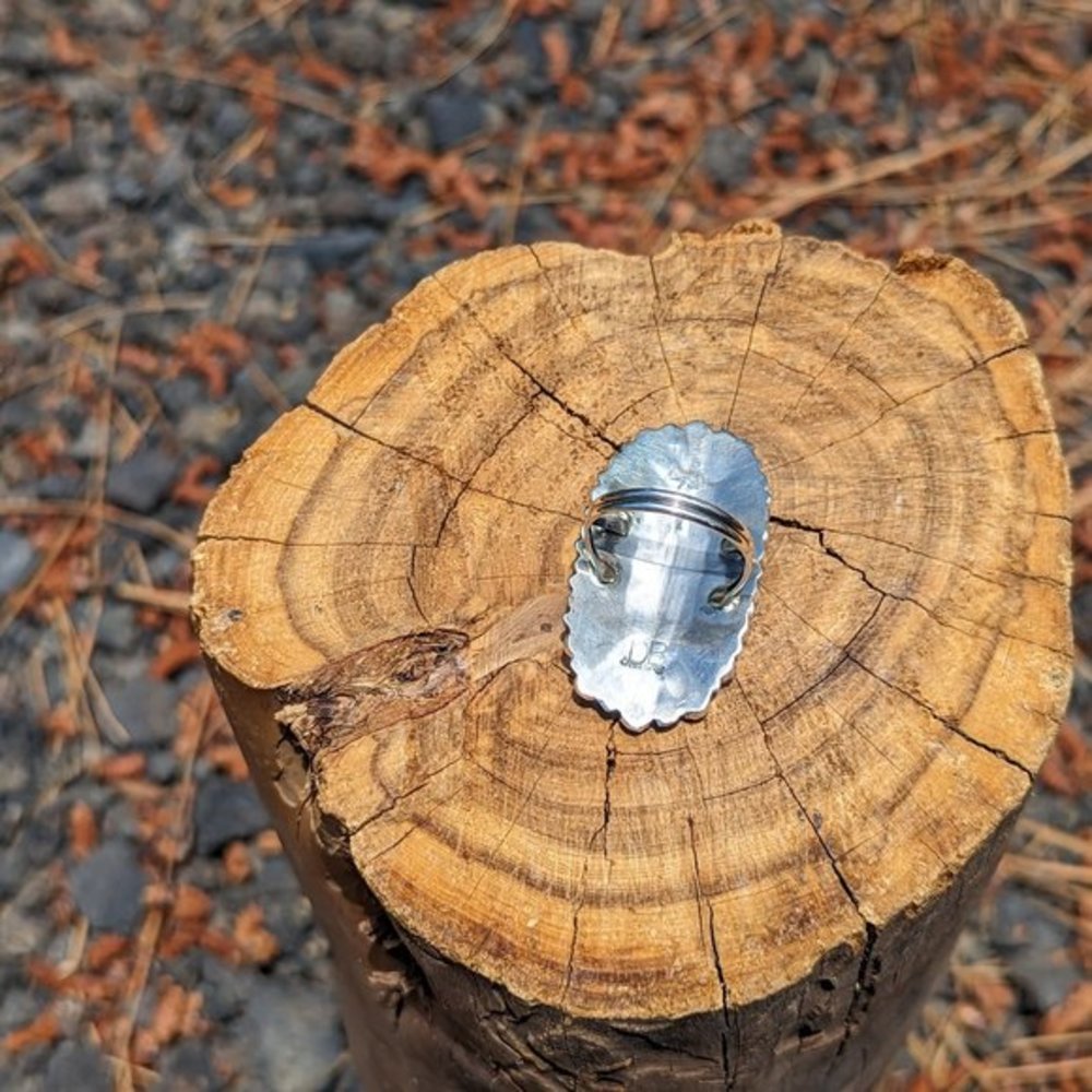 Navajo Ring‎ Compressed Slab Mohave Turquoise Cluster Native American Sz 8.25*** - Picture 8 of 8